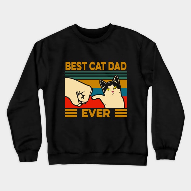 Vintage Best Cat Dad Ever Crewneck Sweatshirt by karascom